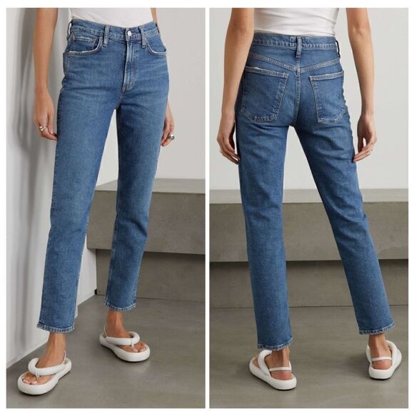 Agolde Merrel Mid Rise Straight Leg Stretch Denim Jeans In Cinema NWT - Picture 1 of 10